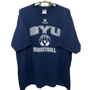 BYU Basketball Gildan Ultra Cotton Mens Blue T-Shirt West Coast Conference Large